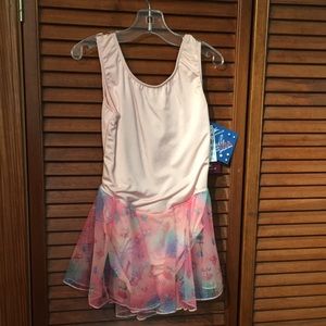 Leotard with Skirt Pink & Print Motionwear Child Large 12-14 NWT